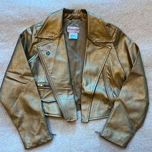 American Girl size 7/8 girls gold jacket with zipper.